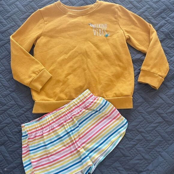 Weekend Vibes Kids Pajama Set - Mustard and Multicolor - Picture 1 of 7